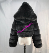 Load image into Gallery viewer, Black fur coat
