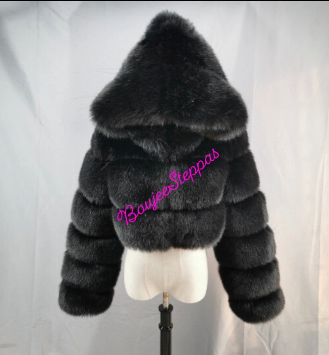 Black fur coat